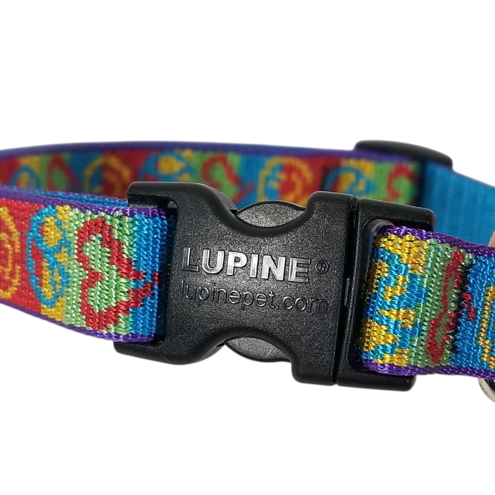 LUPINE Pet "Peace Pup" Design 3/4" Adjustable Nylon Dog Collar Size 15"-25" - Picture 6 of 11